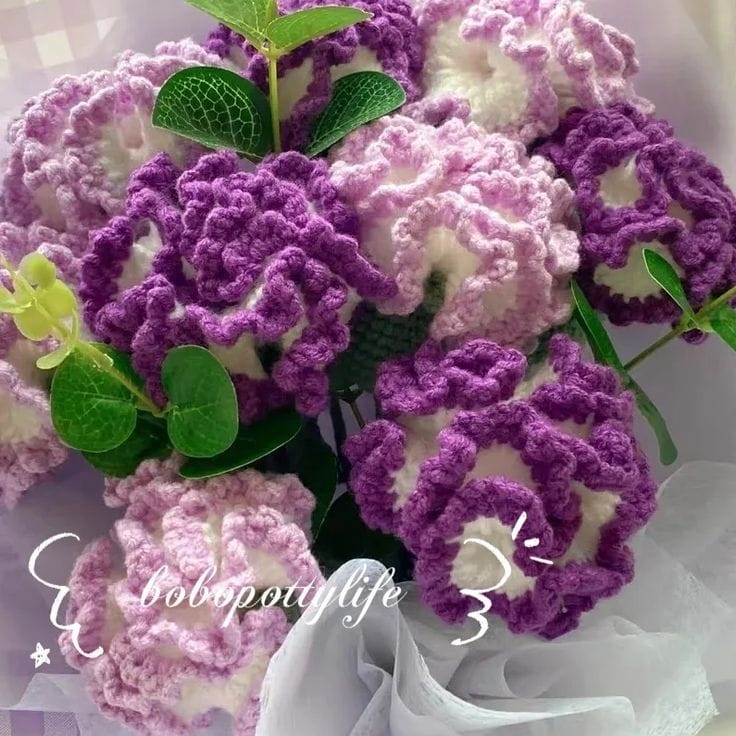 Crochet lavender bouquet